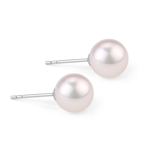5.5-8.5mm White Akoya Round Pearl Stud Earrings - House Of Pearls